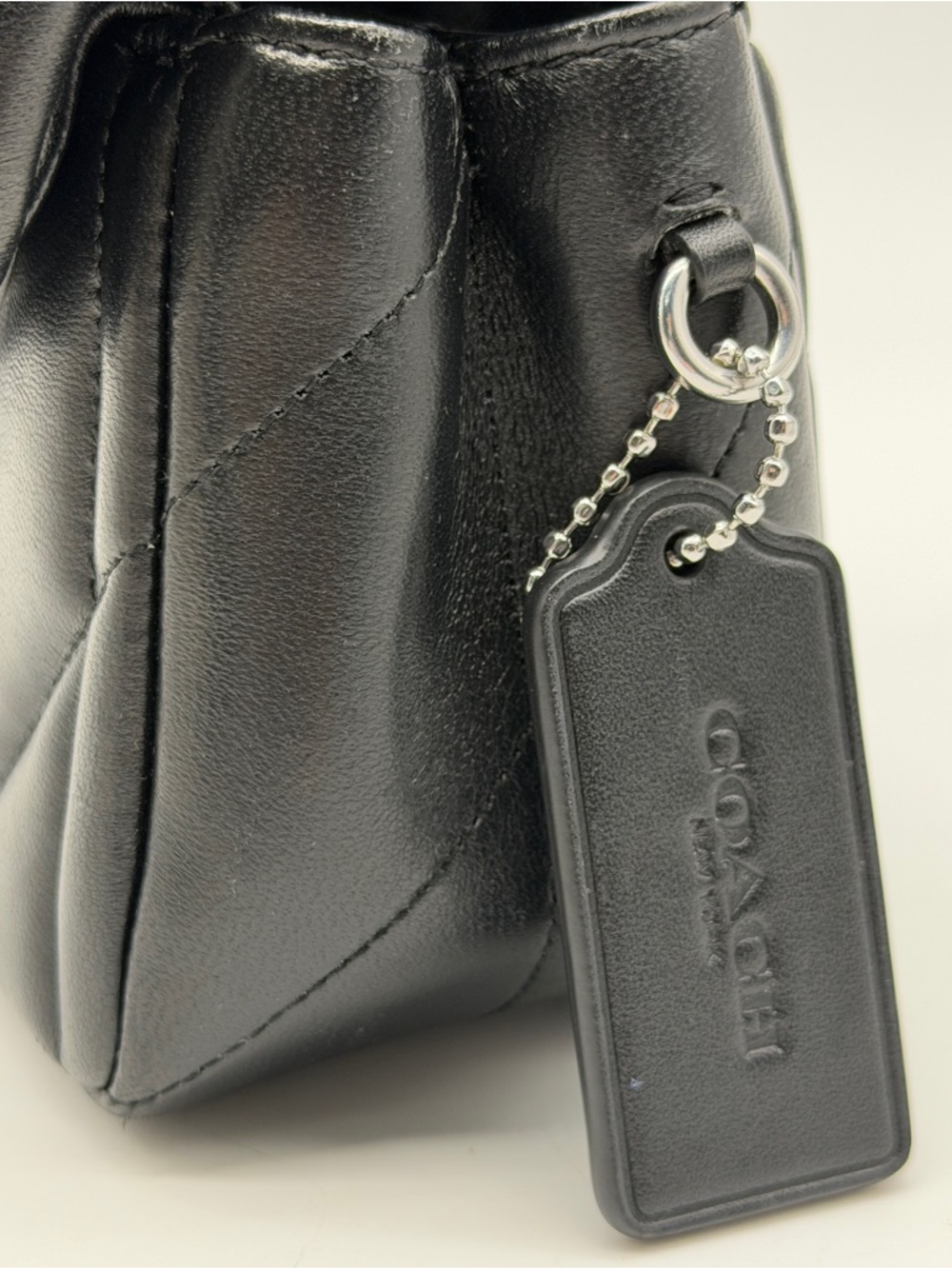 COACH Tabby 20 quilted leather mini convertible shoulder crossbody bag -BLACK - Picture 9 of 14